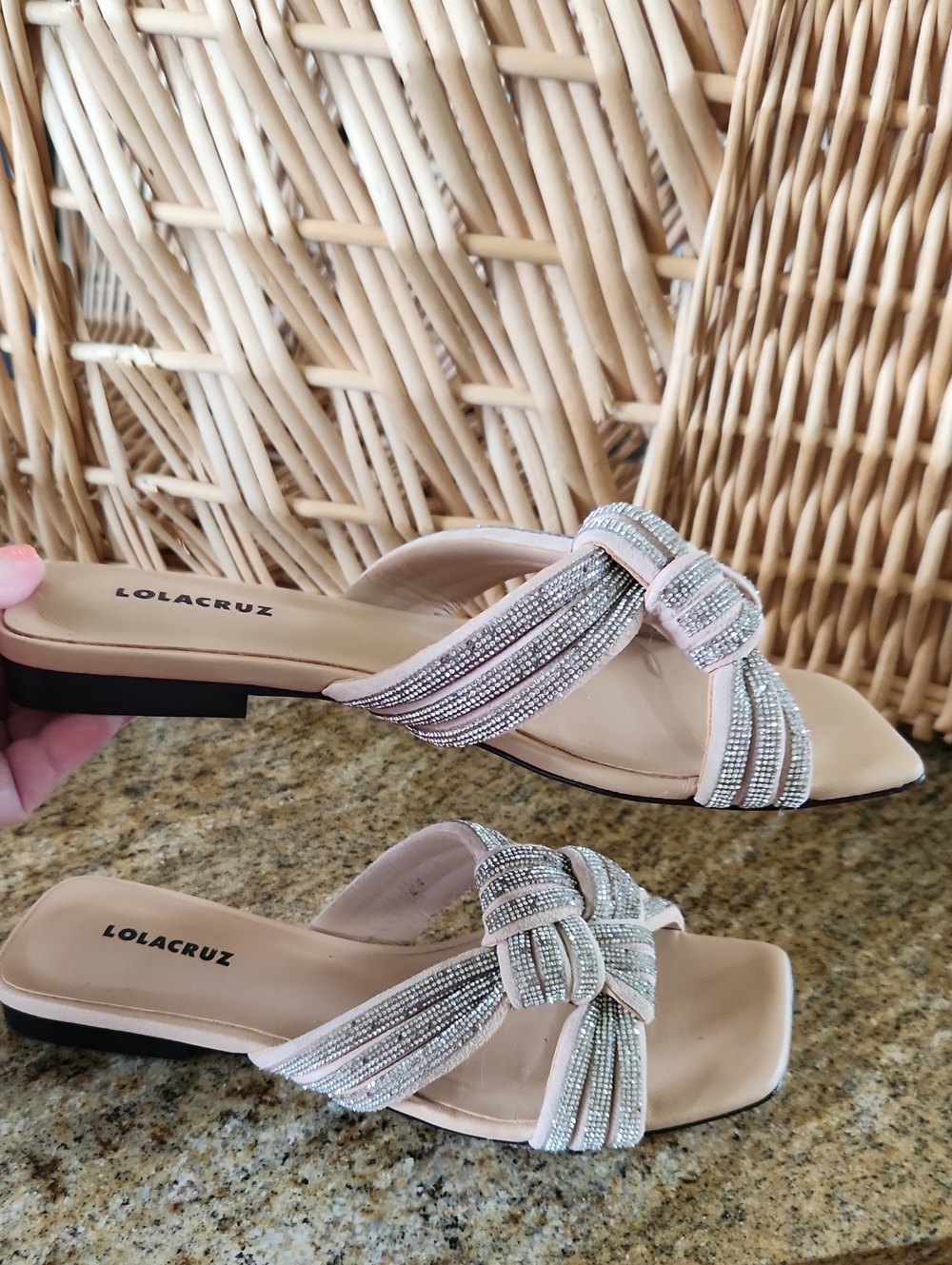 Lola Cruz Knot Embellished Crystal Rhinestones Slides Sandal Size EU 36 US 6 - Picture 3 of 14